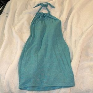 SHEIN Teal Halter Mini Dress